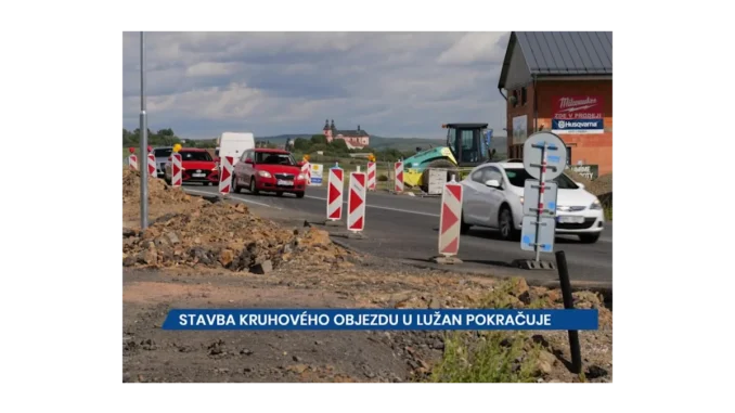 Lužany: Stavba kruhového objezdu pokračuje